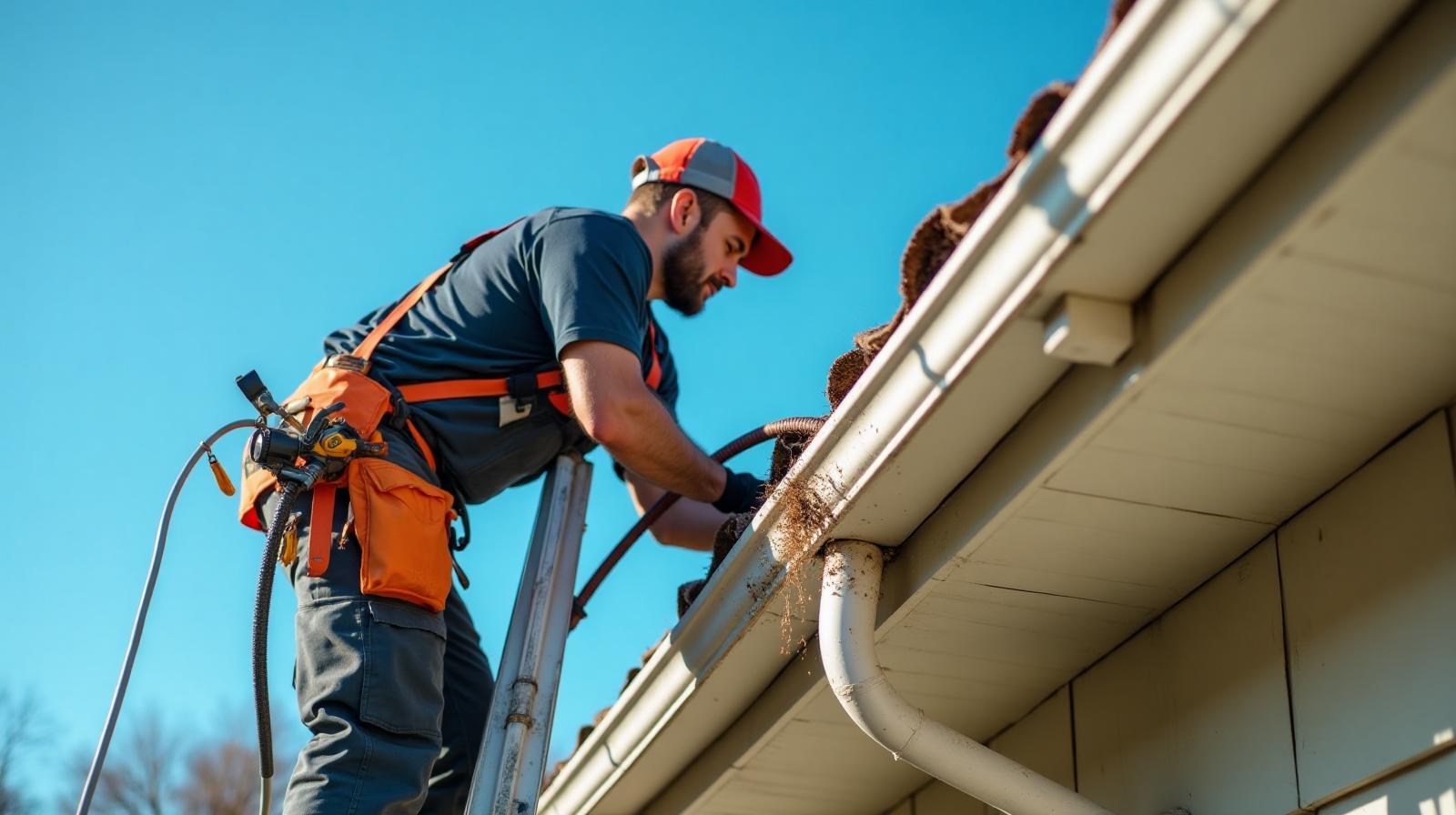 Professional gutter cleaning service removing debris St. George Utah